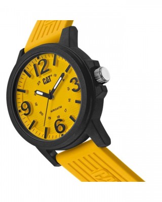 CAT GROOVY LF-111-27-731 YELLOW SILICON STRAP MEN WATCH |10ATM |44.5MM | 2Y Warranty