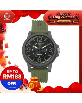 CAT GROOVY LF-111-23-133 MILITARY GREEN SILICON STRAP MEN WATCH