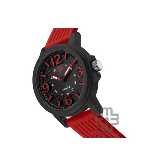 Caterpillar GROOVY LF-111-28-138 | BLACK RED SILICONE STRAP| ANALOG |  MEN WATCH