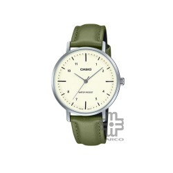 Casio General LTP-VT03L-3B Green Leather Band Women Watch