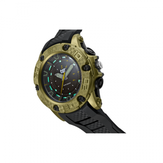 Caterpillar P10 | LU-130-23-123 | Black Green Silicone Strap | Analog Watch | 100M WR| 2Y Warranty