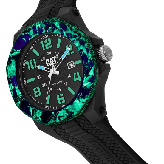 CAT CARBON CRUSH LV-161-21-132 Black Silicone Band Analog Watch | 10 ATM | 45MM | 2Y Warranty