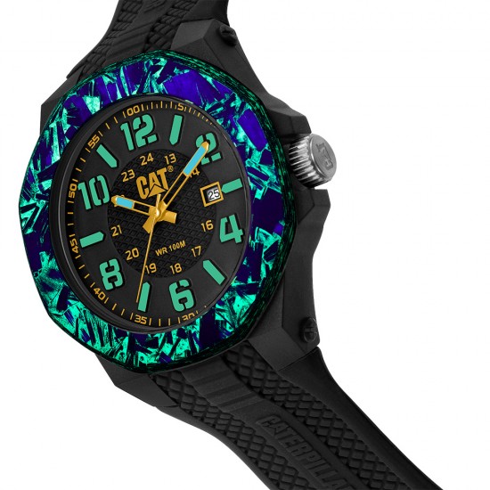 CAT CARBON CRUSH LV-161-21-137 Black Silicone Band Analog Watch | 10 ATM | 45MM | 2Y Warranty CAT CARBON CRUSH LV-161-21-137 Black Silicone Band Analog Watch | 10 ATM | 45MM | 2Y Warranty