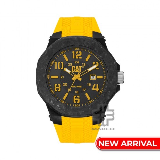 CAT CARBON CRUSH LV-161-27-137 Yellow Silicone Band Analog Watch | 10 ATM | 45MM | 2Y Warranty CAT CARBON CRUSH LV-161-27-137 Yellow Silicone Band Analog Watch | 10 ATM | 45MM | 2Y Warranty