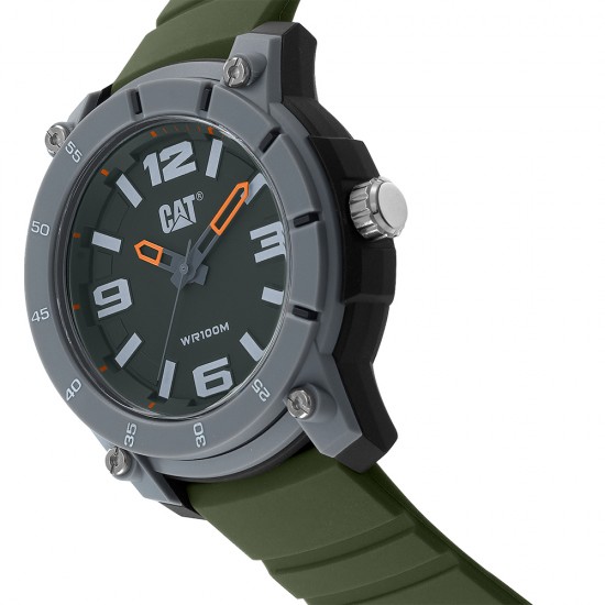 CAT STRYNOX LY-140-23-332 Green Silicone Band Analog Watch | 10 ATM | 45MM | 2Y Warranty
