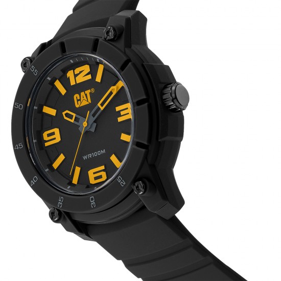 CAT STRYNOX LY-160-21-137 Black Silicone Band Analog Watch | 10 ATM | 45MM | 2Y Warranty
