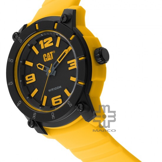 CAT STRYNOX LY-170-27-137 Yellow Silicone Band Analog Watch | 10 ATM | 45MM | 2Y Warranty