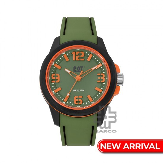 CAT LINEVOLT LZ-110-23-328 Green Silicone Band Analog Watch | 10 ATM | 45 MM | 2Y Warranty