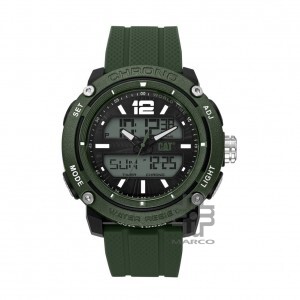 Caterpillar POWER A MF-145-23-133 DIGITAL AND ANALOG BLACK DIAL GREEN SILICONE STRAP MEN WATCH