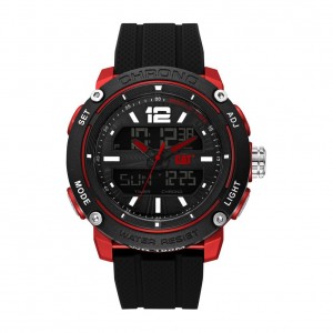 Caterpillar POWER A MF-185-21-138 DIGITAL AND ANALOG RED DIAL BLACK SILICONE STRAP MEN