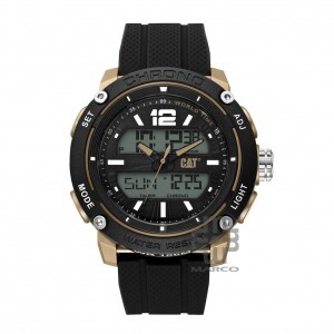 Caterpillar POWER A MF-195-21-139 DIGITAL AND ANALOG SILVER AND BLACK DIAL BLACK SILICONE STRAP MEN WATCH