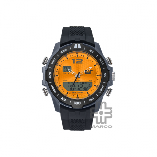 Caterpillar HORIZON | MH-155-21-737 | Black Orange Silicone Strap | Analog Digital Watch | 100M WR | 45MM | 2Y Warranty