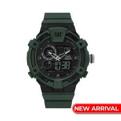 CAT DUALMODE MI-165-23-133 Green Rubber Band Analog Watch | 10 ATM | 47 MM | 2Y Warranty