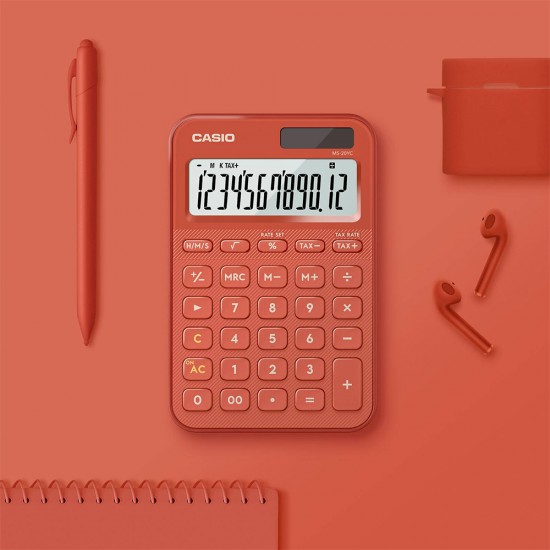 Casio Colorful Calculator MS-20YC-RD Brick Red Colour