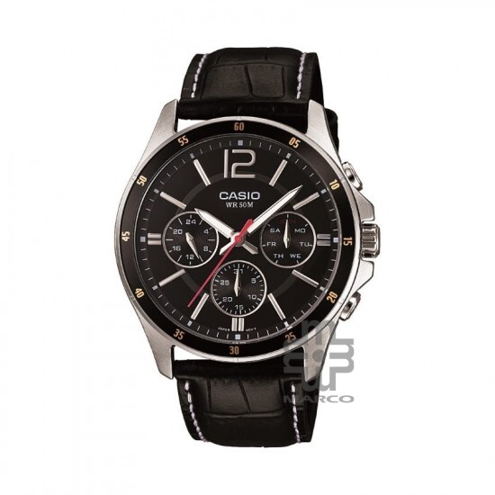 Casio General MTP-1374L-1AV Black Leather Band Men Watch 