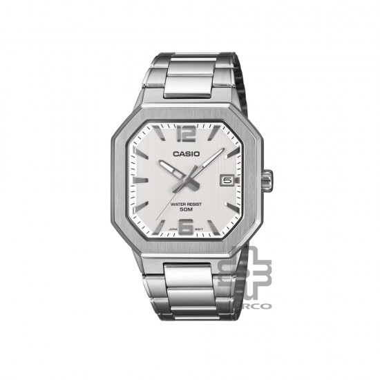 Casio General MTP-B195D-7AV Silver Stainless Steel Band Men Watch