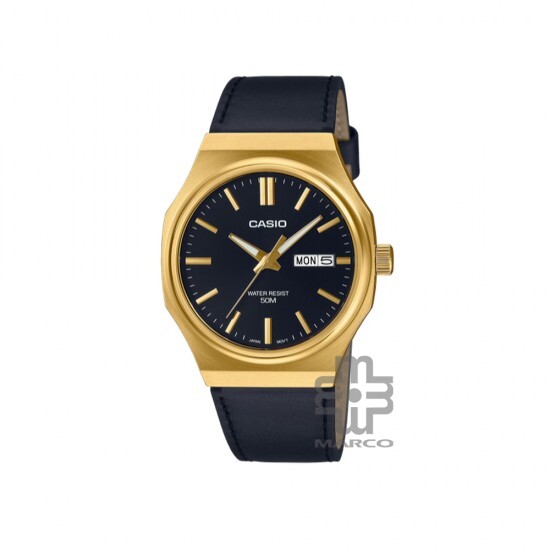 Casio General MTP-E735GL-1AV Black Leather Band Men Watch
