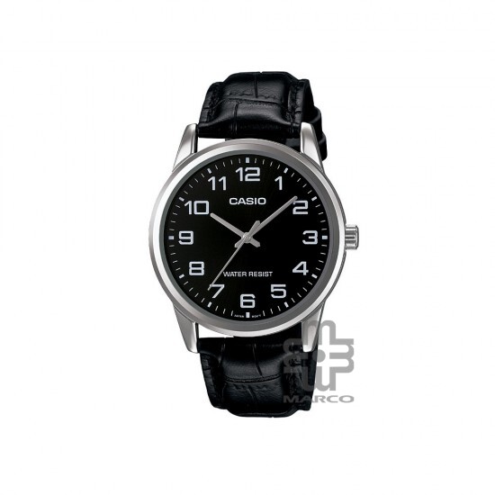 Casio General MTP-V001L-1B Black Leather Band Men Watch