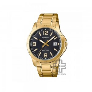 Casio General MTP-V004G-1B Gold Stainless Steel Band Men Watch