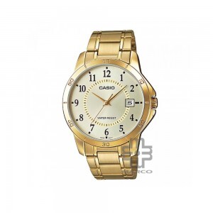 Casio General MTP-V004G-9B Gold Stainless Steel Band Men Watch