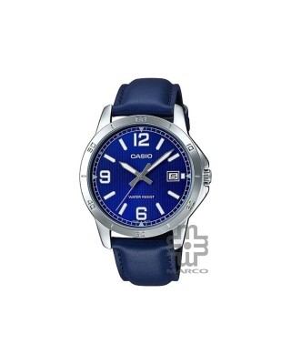 Casio General MTP-V004L-2B Navy Blue Leather Band Men Watch