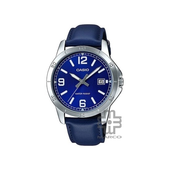 Casio General MTP-V004L-2B Navy Blue Leather Band Men Watch Casio General MTP-V004L-2B Navy Blue Leather Band Men Watch