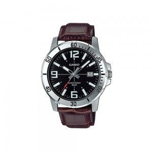 Casio General MTP-VD01L-1B Brown Leather Band Men Watch