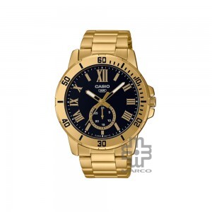 Casio General MTP-VD200G-1B Gold Stainless Steel Band Men Watch