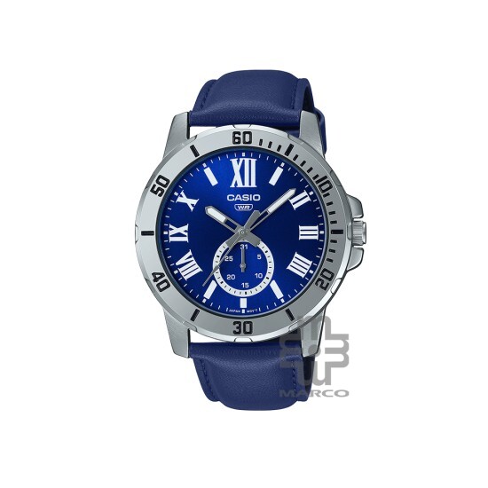 Casio General MTP-VD200L-2B Navy Blue Leather Band Men Watch