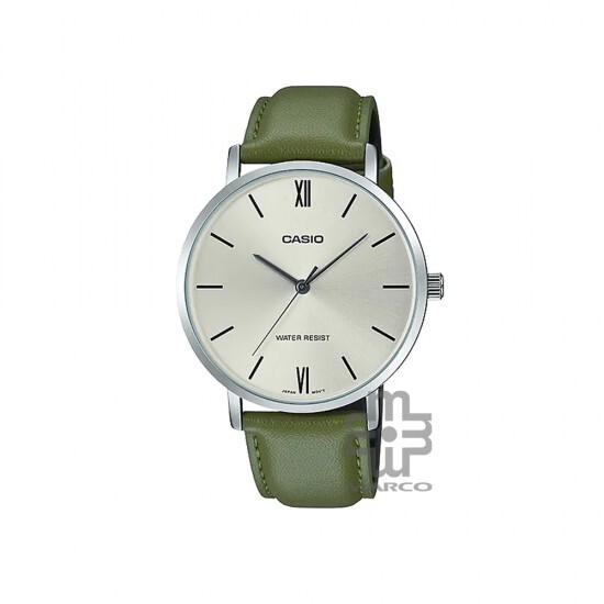 Casio General MTP-VT01L-3B Green Leather Band Men Watch Casio General MTP-VT01L-3B Green Leather Band Men Watch