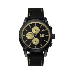 Caterpillar Architect Chrono NR-163-34-128 | Black Gold | Leather Strap | Analog | 44MM | 100M WR