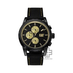Caterpillar Architect Chrono NR-163-34-128 | Black Gold | Leather Strap | Analog | 44MM | 100M WR