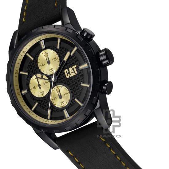 Caterpillar Architect Chrono NR-163-34-128 | Black Gold | Leather Strap | Analog | 44MM | 100M WR