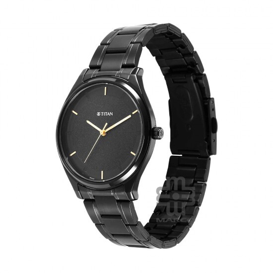 Titan Quartz NS1802NM01 Black Dial Stainless Steel Strap Quartz Men's Watch