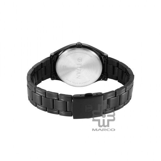 Titan Quartz NS1802NM01 Black Dial Stainless Steel Strap Quartz Men's Watch