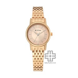 Titan Quartz 2593WM02 Rose Gold Dial Metal Strap Quartz Women's Watch