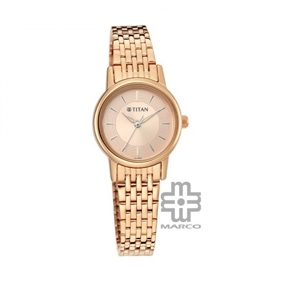 Titan Quartz 2593WM02 Rose Gold Dial Metal Strap Quartz Women's Watch