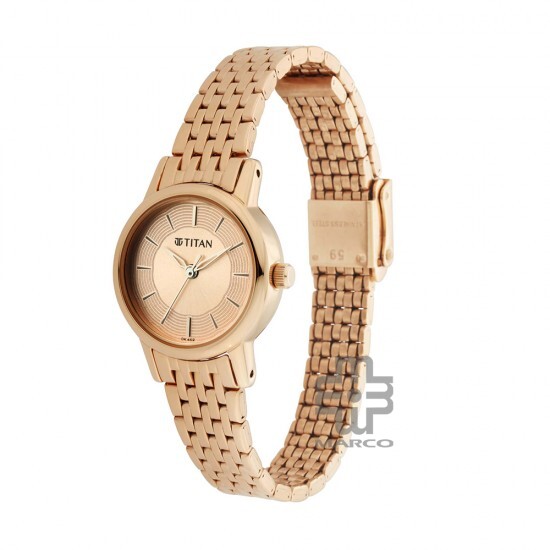 Titan Quartz 2593WM02 Rose Gold Dial Metal Strap Quartz Women's Watch