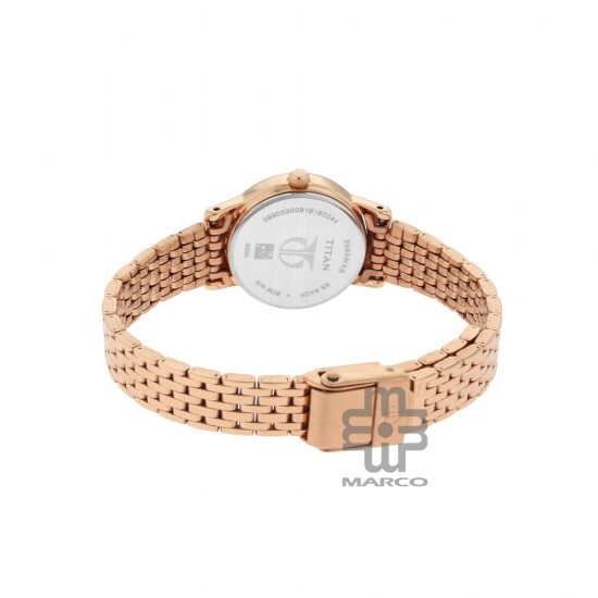 Titan Quartz 2593WM02 Rose Gold Dial Metal Strap Quartz Women's Watch