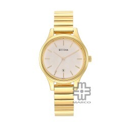 Titan Karishma 2679YM01 Beige Dial Golden Stainless Steel Strap Quartz Women's Watch