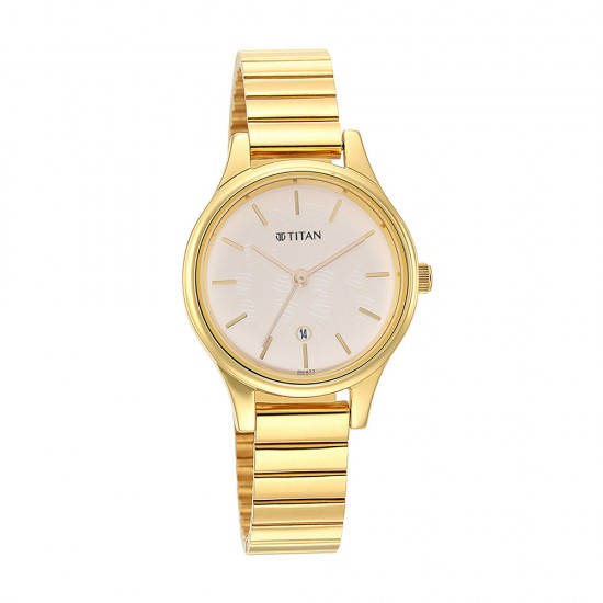 Titan Karishma NS2679YM01 Beige Dial Golden Stainless Steel Strap Quartz Women's Watch Titan Karishma NS2679YM01 Beige Dial Golden Stainless Steel Strap Quartz Women's Watch