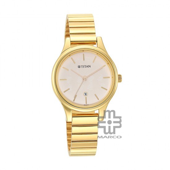 Titan Karishma 2679YM01 Beige Dial Golden Stainless Steel Strap Quartz Women's Watch