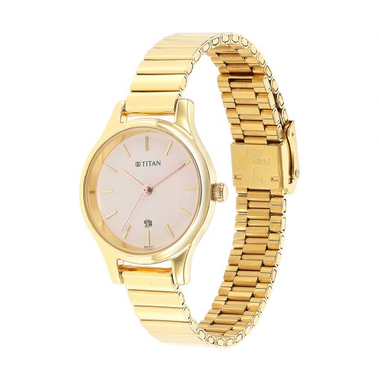 Titan Karishma NS2679YM01 Beige Dial Golden Stainless Steel Strap Quartz Women's Watch Titan Karishma NS2679YM01 Beige Dial Golden Stainless Steel Strap Quartz Women's Watch