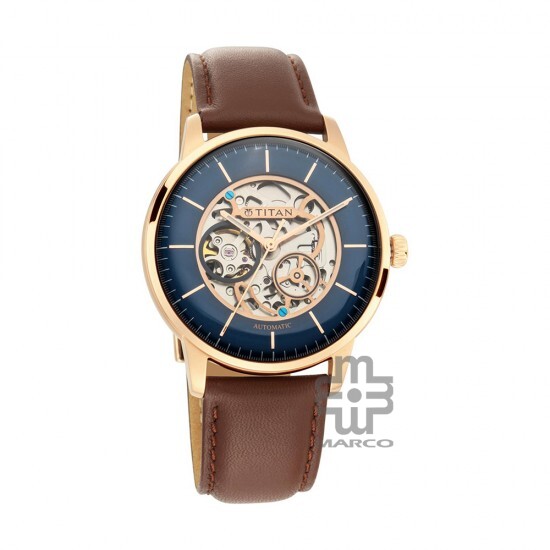 Titan Automatics NS90110WL02 Blue Dial Leather Strap Automatic Men's Watch