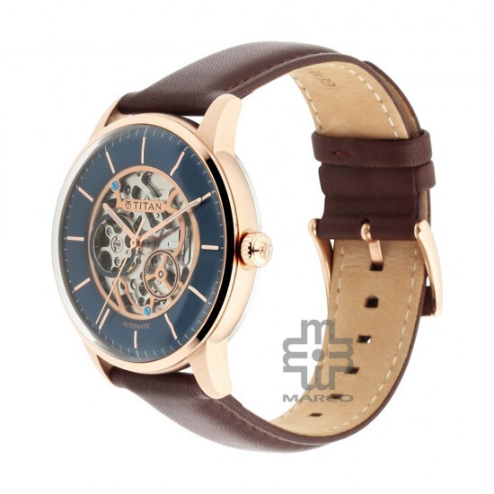 Titan Automatics NS90110WL02 Blue Dial Leather Strap Automatic Men's Watch