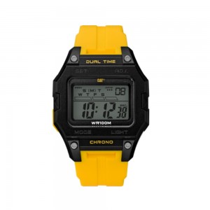 CAT DIGI SQUARED OF-147-27-247 YELLOW RUBBER STRAP MEN WATCH