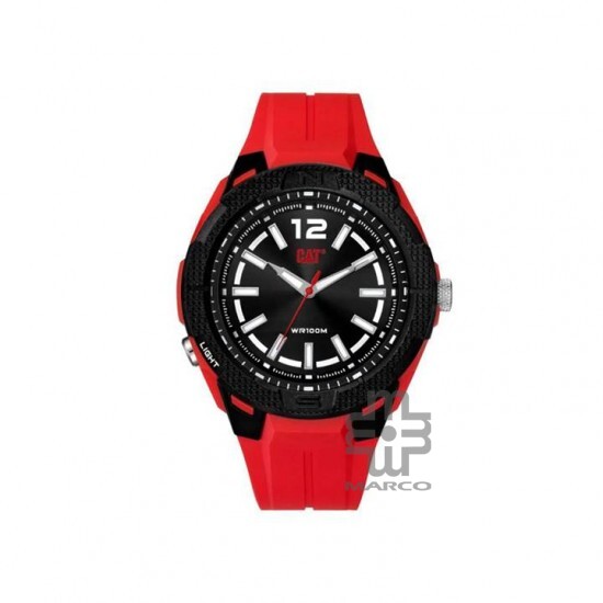 Caterpillar Phoenix P9-160-28-121 Black Dial Red Rubber Strap Analog Men Watch
