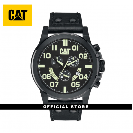 CAT CHICAGO CHRONO PS-163-35-134 BLACK LEATHER STRAP MEN WATCH CAT CHICAGO CHRONO PS-163-35-134 BLACK LEATHER STRAP MEN WATCH
