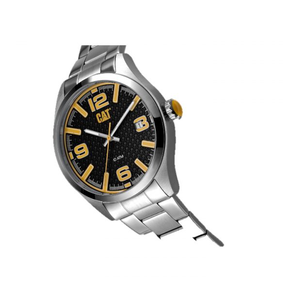 Caterpillar H-Dial QA-141-11-137 Black Yellow Stainless Steel Analog Watch | 100M | 44MM | 2Y Warranty