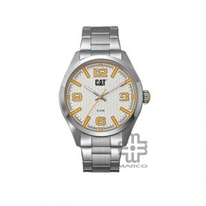 Caterpillar H-Dial QA-141-11-237 White Yellow Stainless Steel Analog Watch | 100M | 44MM | 2Y Warranty